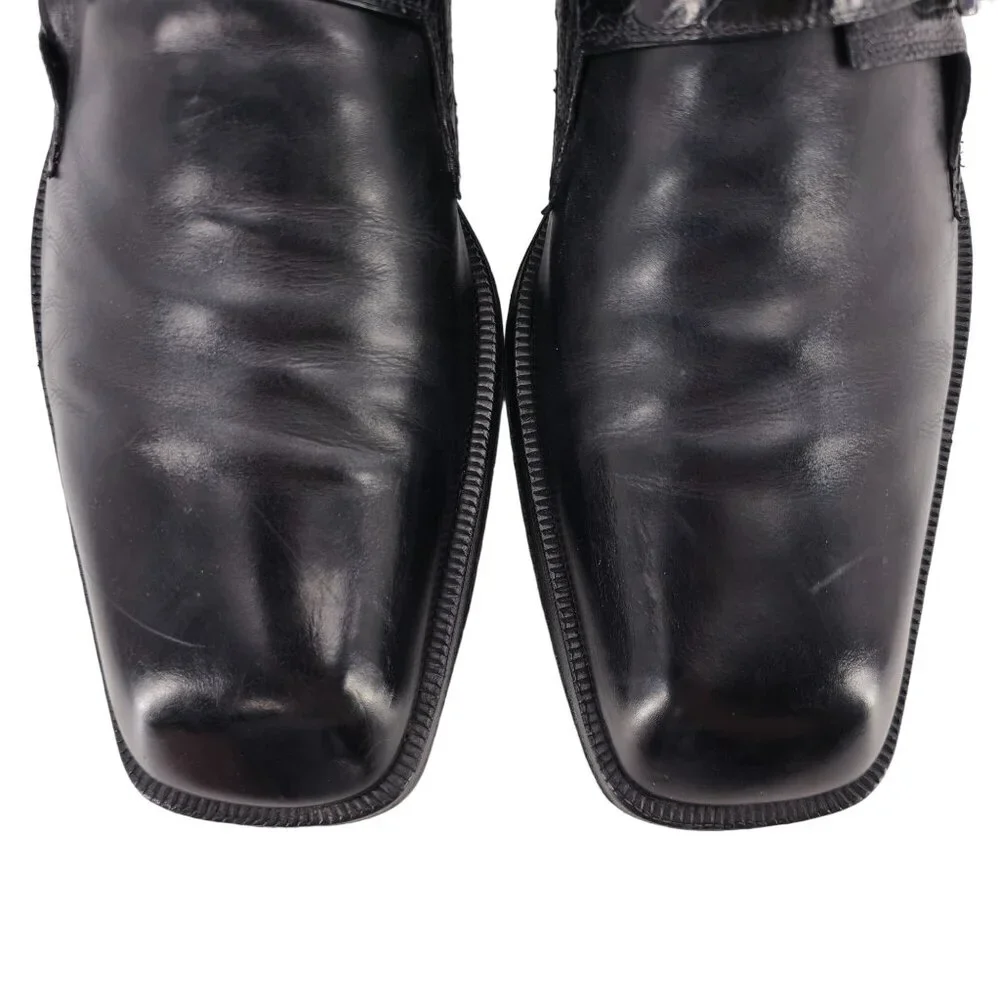 Cesare Paciotti Mens 12 Italy Black Leather Alligator Monk Loafers Dress Shoes - Picture 8 of 12